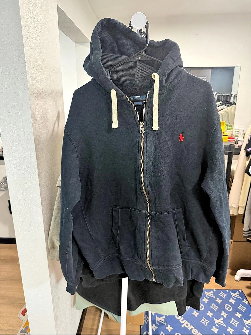 Polo Ralph Lauren Thermal Lined Full Zip Hoodie Men's Black xxl